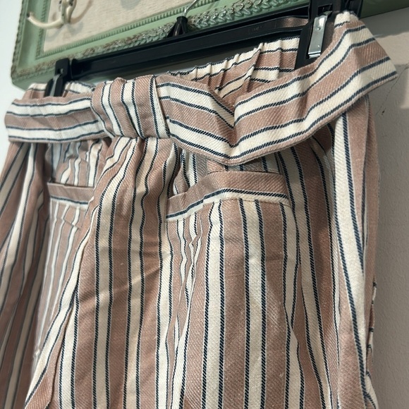 New Chaser x Revolve Wide leg linen blend striped beach pants tan/blue/egg shell - Picture 7 of 11